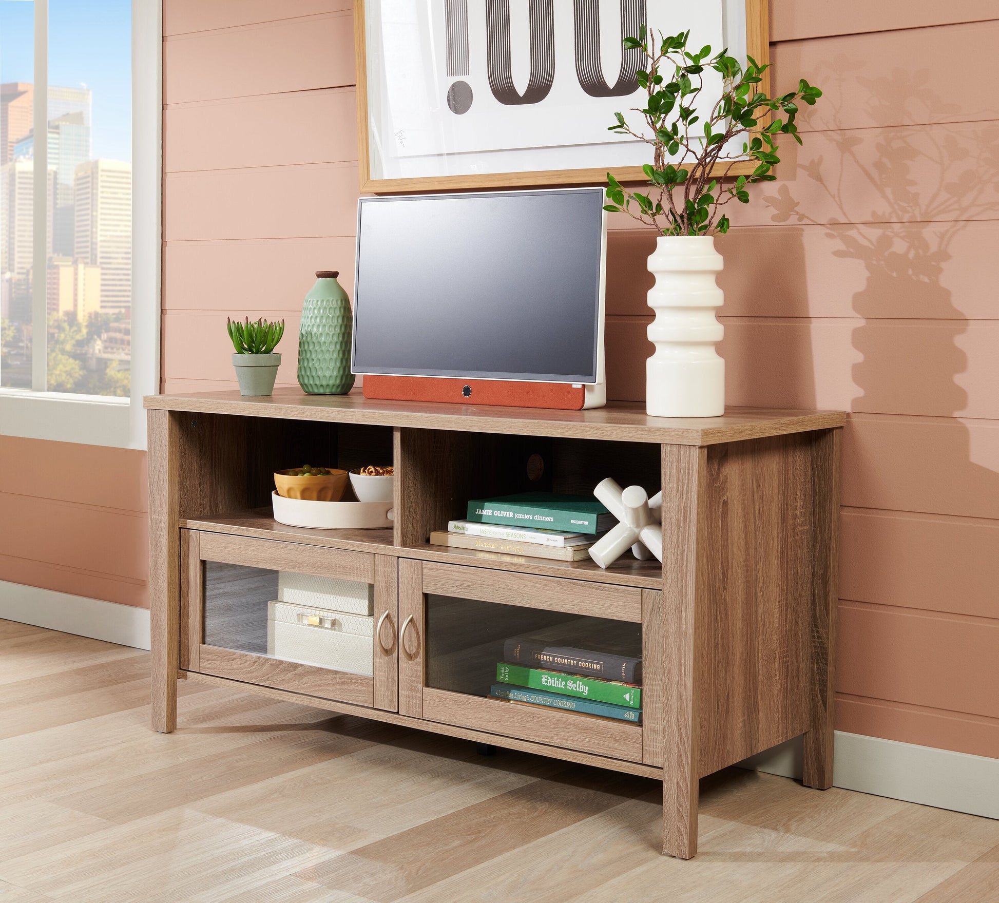 Bailey 47" TV Stand with Storage and Cable Management for TVs up to 55"- Grey|Meuble pour téléviseur Bailey de 47 po avec rangement et système de gestion des câbles pour téléviseurs jusqu’à 55 po - gris