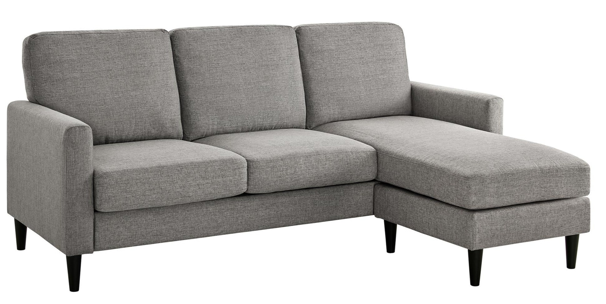 DHP Kaci Reversible Contemporary Fabric Sectional - Grey|Sofa sectionnel réversible contemporain Kaci de DHP en tissu - gris