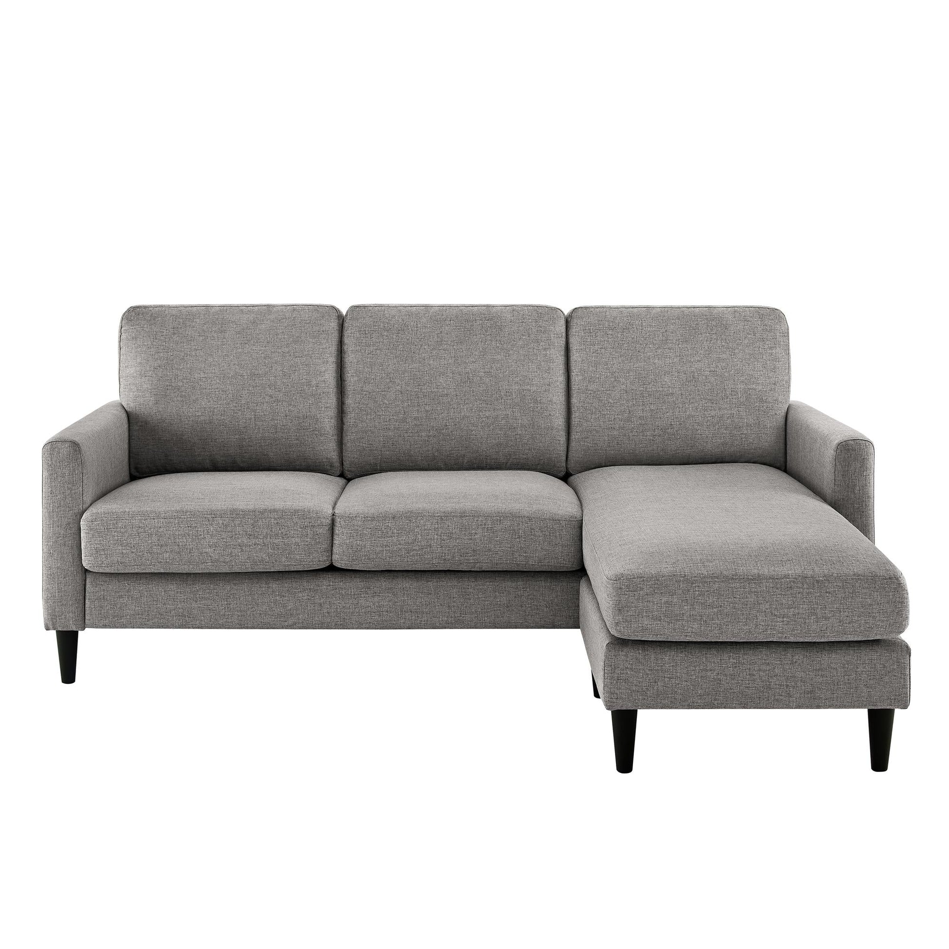DHP Kaci Reversible Contemporary Fabric Sectional - Grey|Sofa sectionnel réversible contemporain Kaci de DHP en tissu - gris