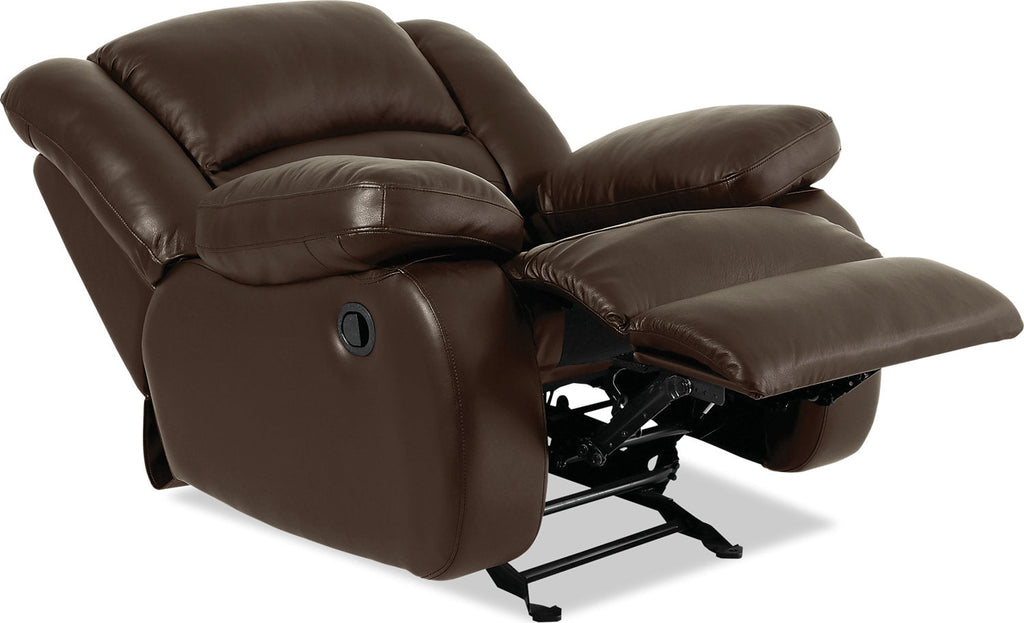 Toreno 42" Genuine Leather Rocker Reclining Chair - Brown | Fauteuil berçant inclinable Toreno de 42 po en cuir véritable - brun