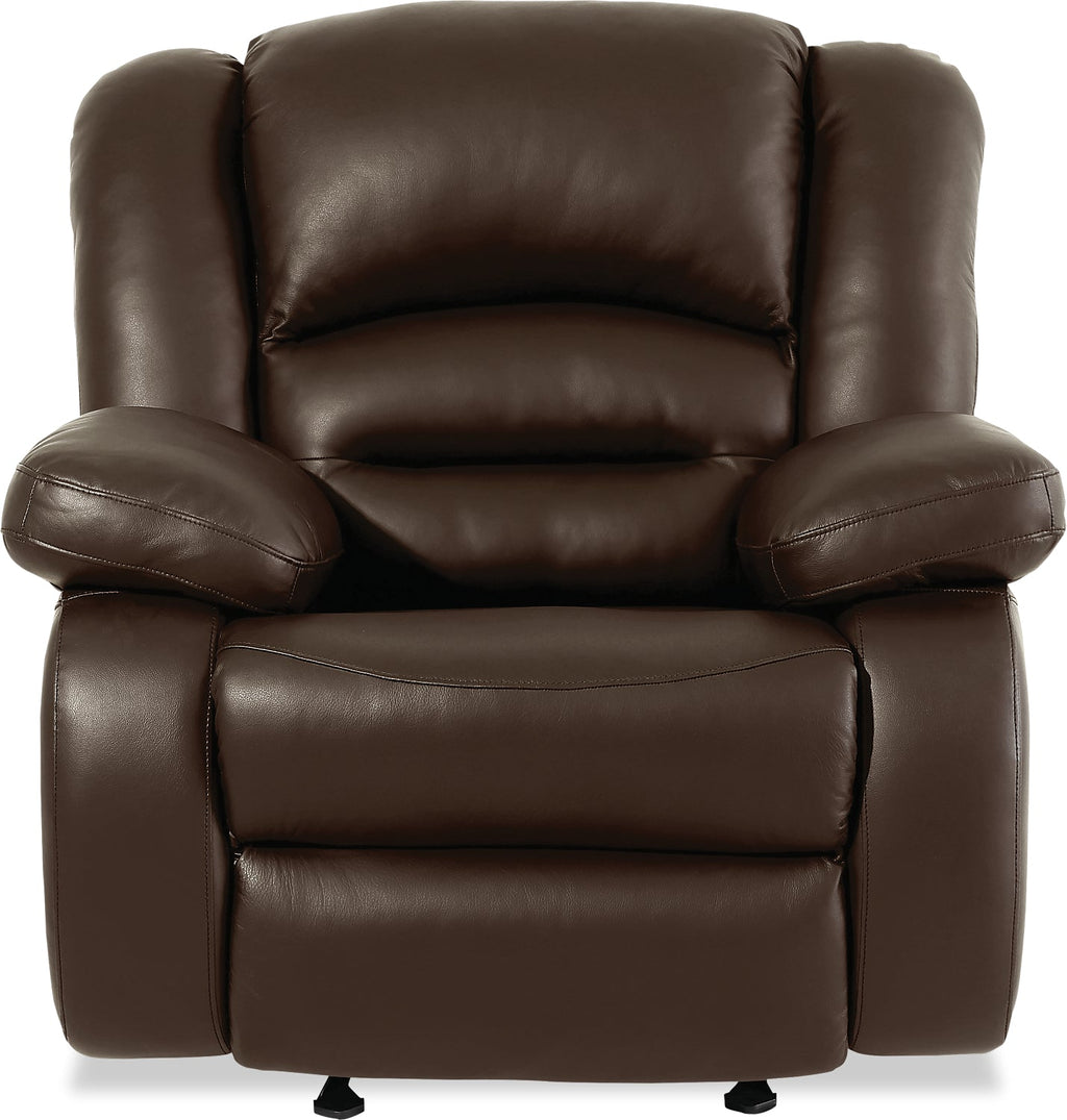 Toreno 42" Genuine Leather Rocker Reclining Chair - Brown | Fauteuil berçant inclinable Toreno de 42 po en cuir véritable - brun