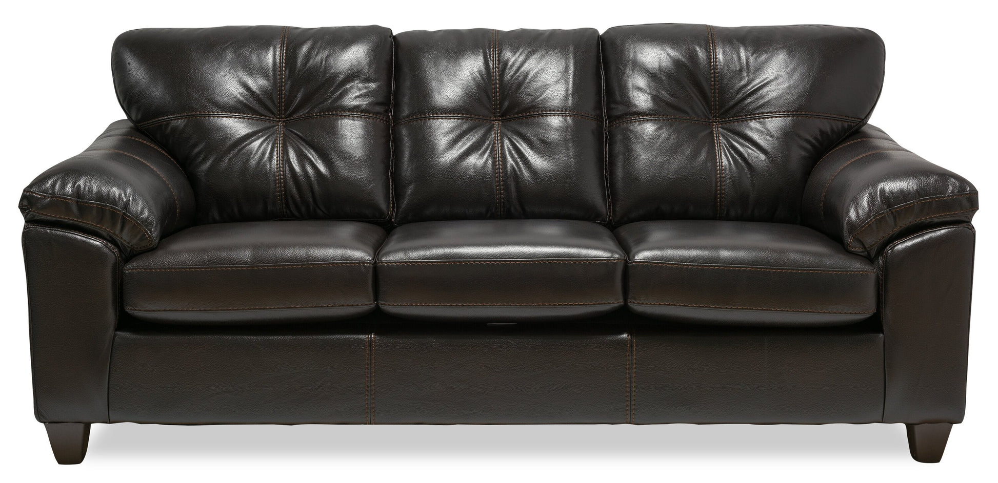 Made in Canada Addison 86" Leather-Look Fabric Sofa with Removable Seat Cushion and Tufting - Blackberry Black | Sofa Addison de 86 po fabriqué au Canada en tissu d’apparence cuir avec coussin de siège amovible et capitonnage - noir mûre