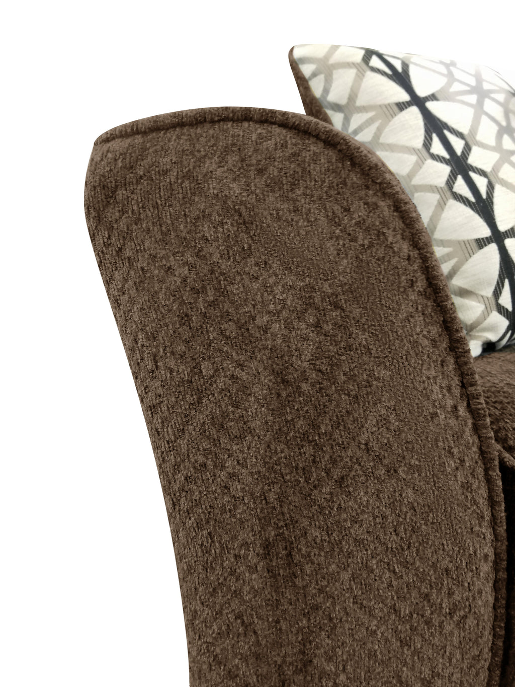 Made in Canada Febe 49" Chenille Fabric Chair with Flared Arms and Wood Legs - Brown | Fauteuil Febe de 49 po fabriqué au Canada en tissu de chenille avec accoudoirs évasés et pattes en bois - brun