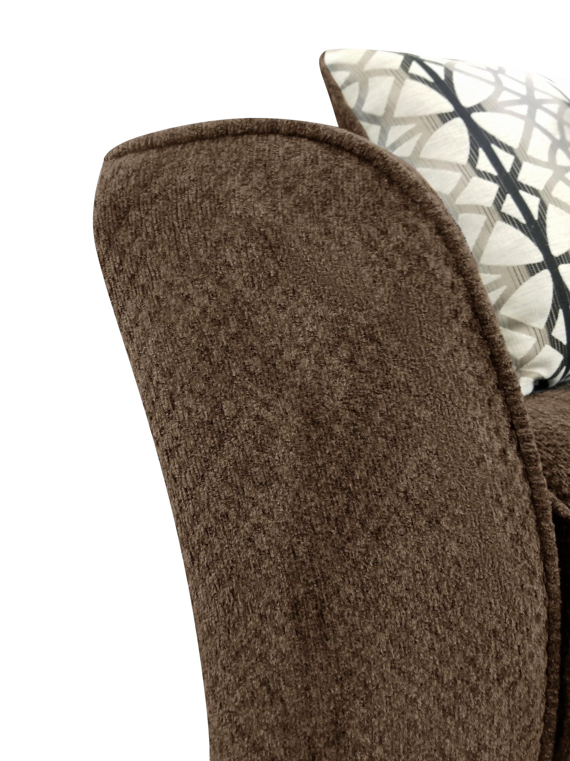 Made in Canada Febe 49" Chenille Fabric Chair with Flared Arms and Wood Legs - Brown | Fauteuil Febe de 49 po fabriqué au Canada en tissu de chenille avec accoudoirs évasés et pattes en bois - brun