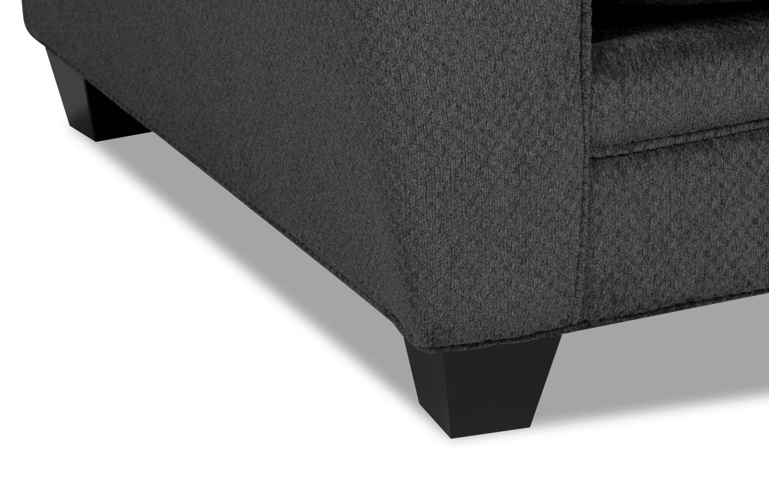Made in Canada Febe 43" Chenille Fabric Condo Size Chair with Flared Arms and Wood Legs - Charcoal Grey | Fauteuil Febe de 43 po de format condo fabriqué au Canada en tissu de chenille avec accoudoirs évasés et pattes en bois - gris anthracite
