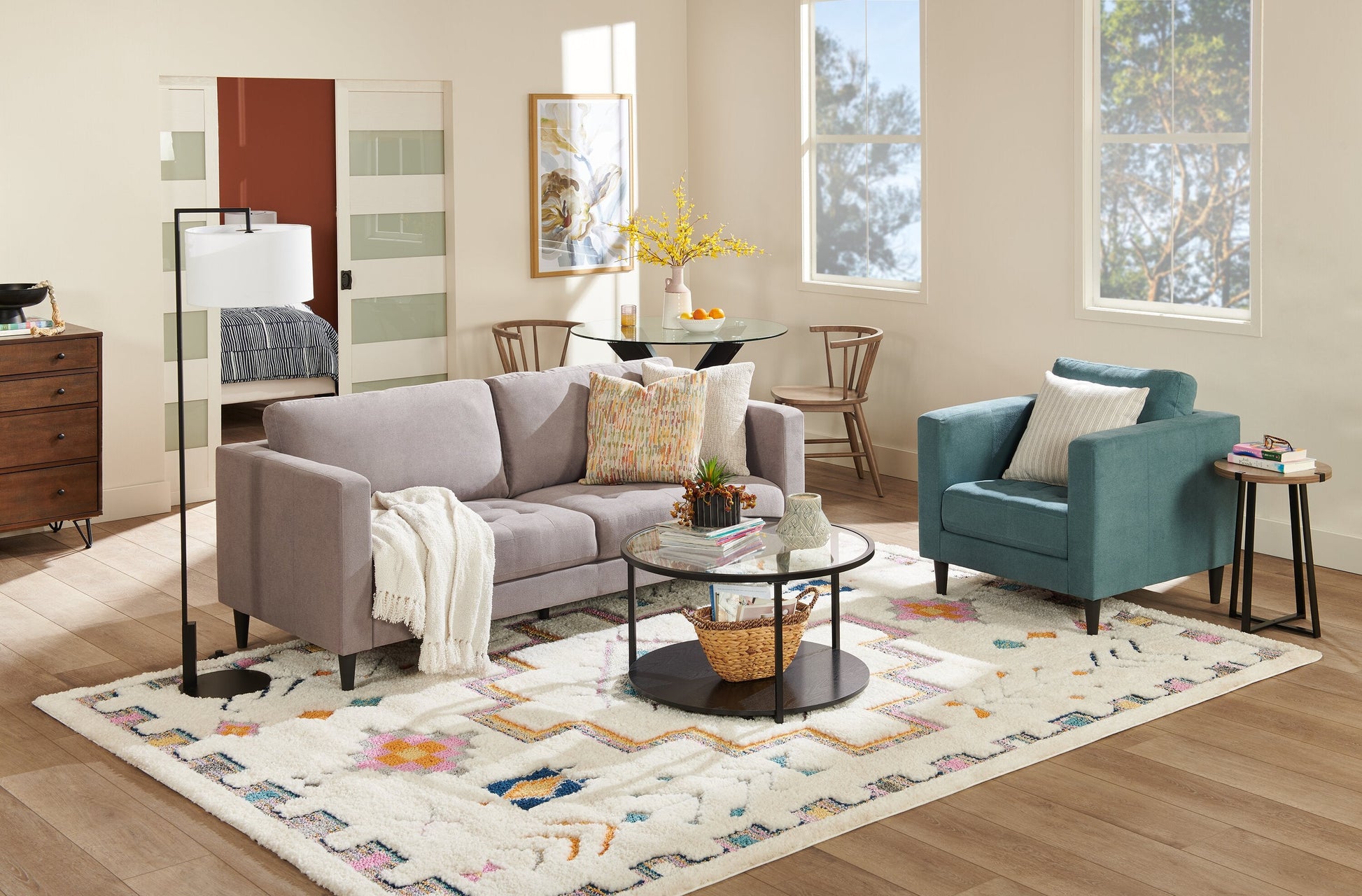 Metro 78" Fabric Sofa with Tufted Seat Cushions and Reversible Back Cushions - Grey | Sofa Metro de 78 po en tissu avec coussins de siège capitonnés et coussins de dossier réversibles - gris