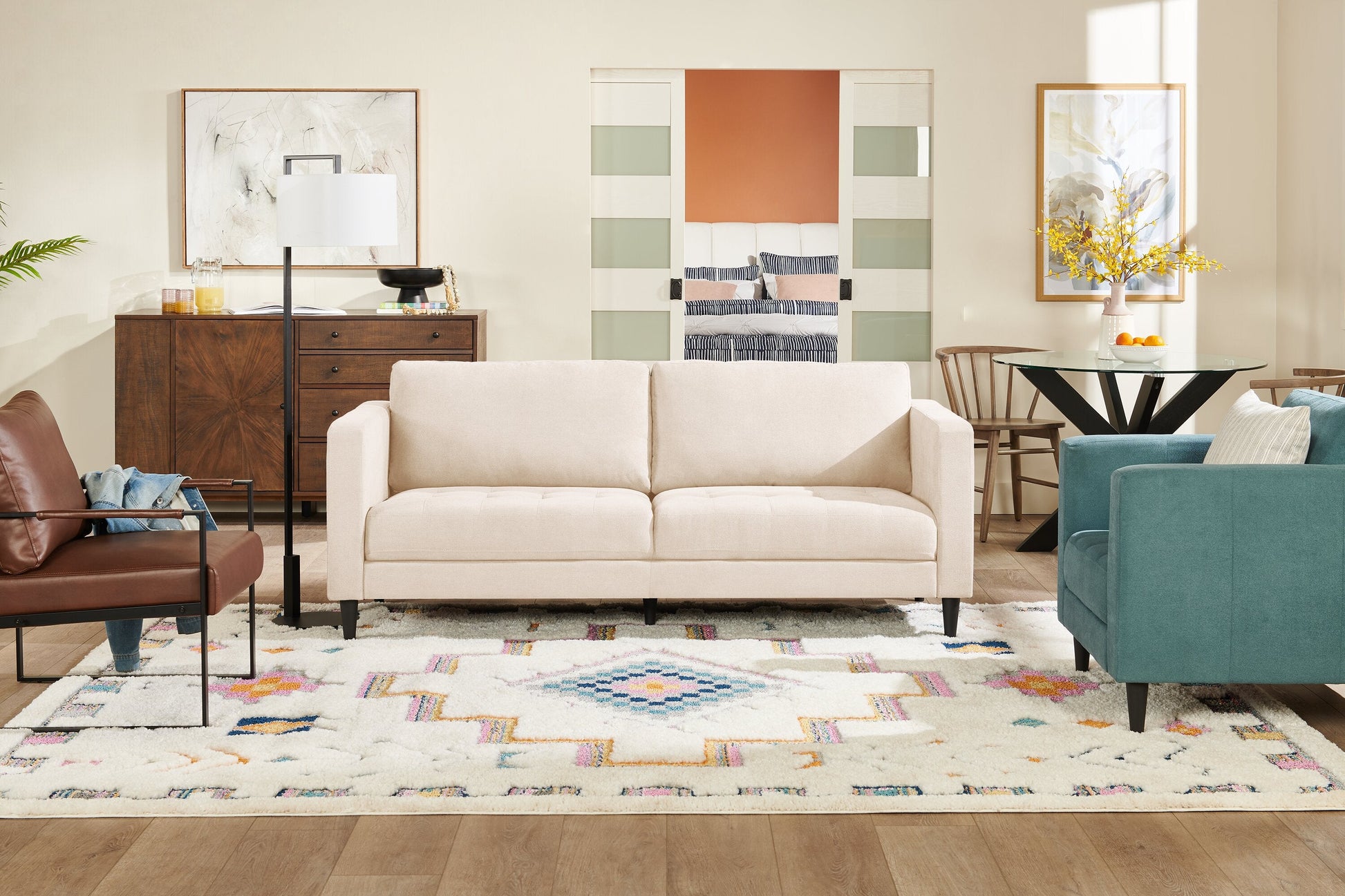 Metro 78" Fabric Sofa with Tufted Seat Cushions and Reversible Back Cushions - Neutral | Sofa Metro de 78 po en tissu avec coussins de siège capitonnés et coussins de dossier réversibles - neutre