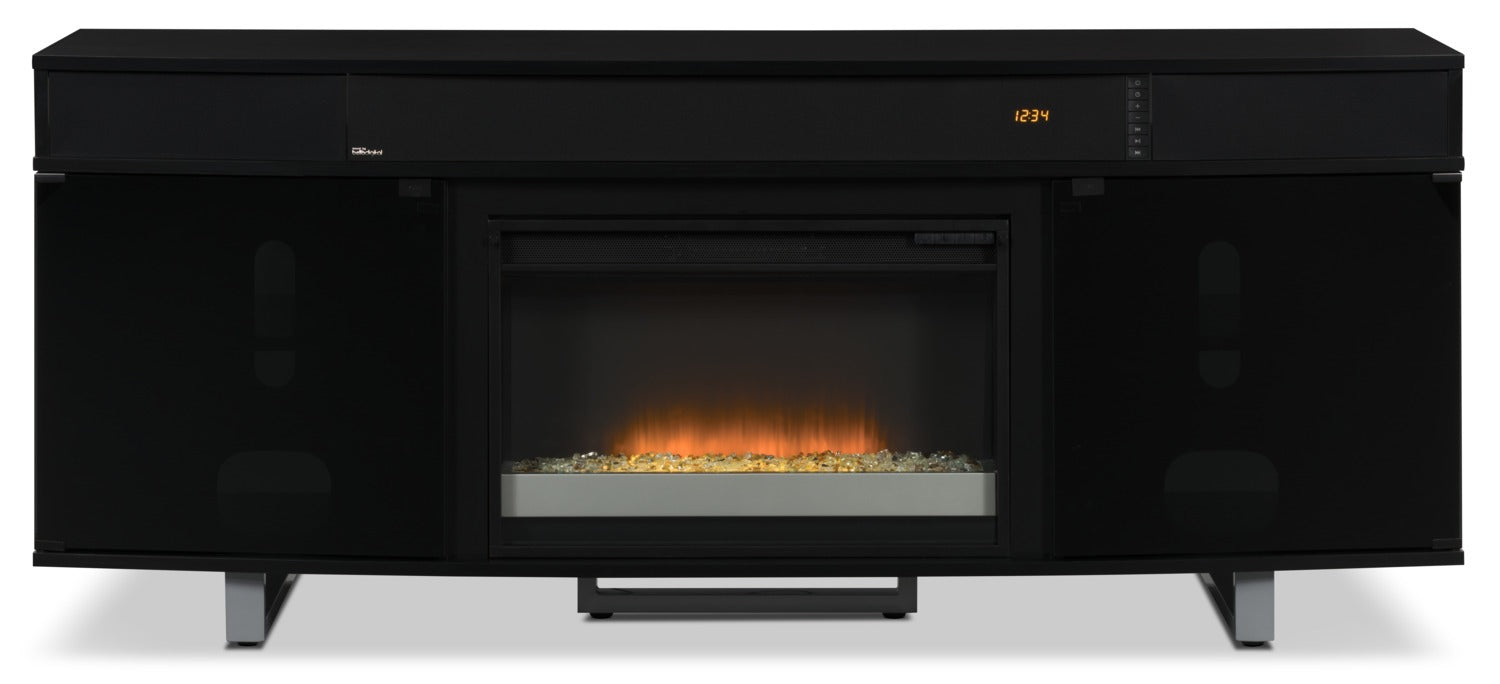 Odesos 72" Modern Electric Fireplace TV Stand with Storage and Cable Management for TVs up to 80"- |Meuble pour téléviseur moderne Odesos de 72 po avec foyer électrique, rangement et système de gestio