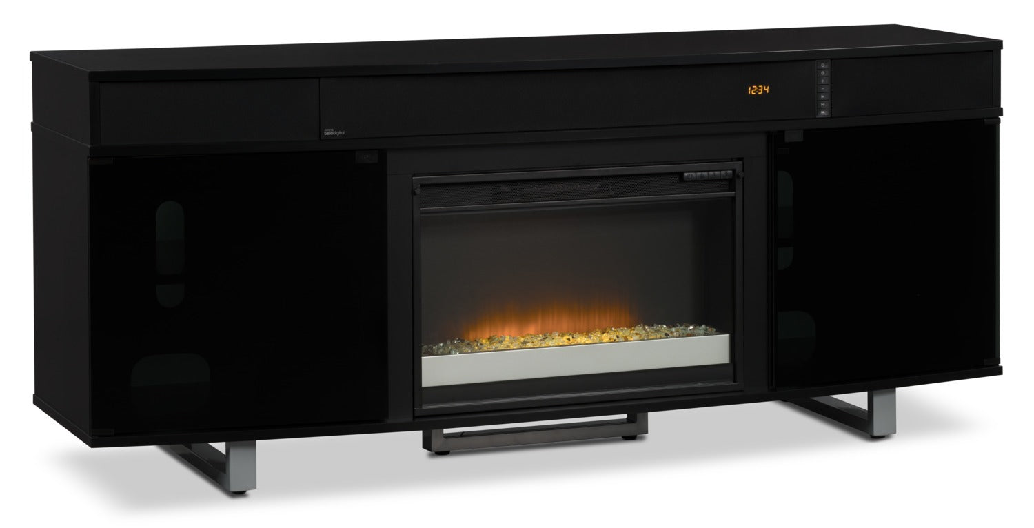 Odesos 72" Modern Electric Fireplace TV Stand with Storage and Cable Management for TVs up to 80"- |Meuble pour téléviseur moderne Odesos de 72 po avec foyer électrique, rangement et système de gestio