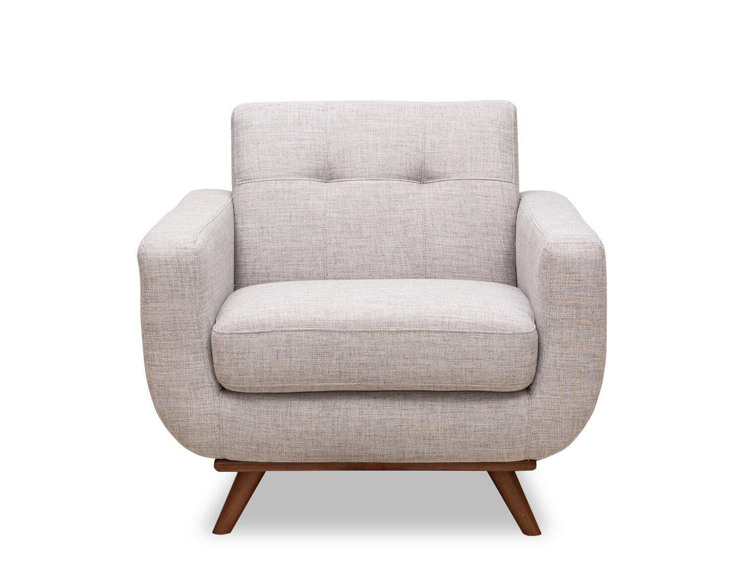Kort & Co. Freeman 37" Linen-Look Fabric Chair with Wood Legs and Tufted Back Cushion - Dove White | Fauteuil Freeman Kort & Co. de 37 po en tissu d’apparence lin avec pattes en bois et coussin de dossier capitonné - blanc colombe