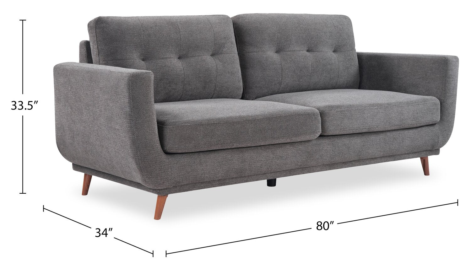Cosmo 80" Fabric Sofa with Tufted Back Cushions - Charcoal | Sofa Cosmo de 80 po en tissu avec coussins de dossier capitonnés - anthracite