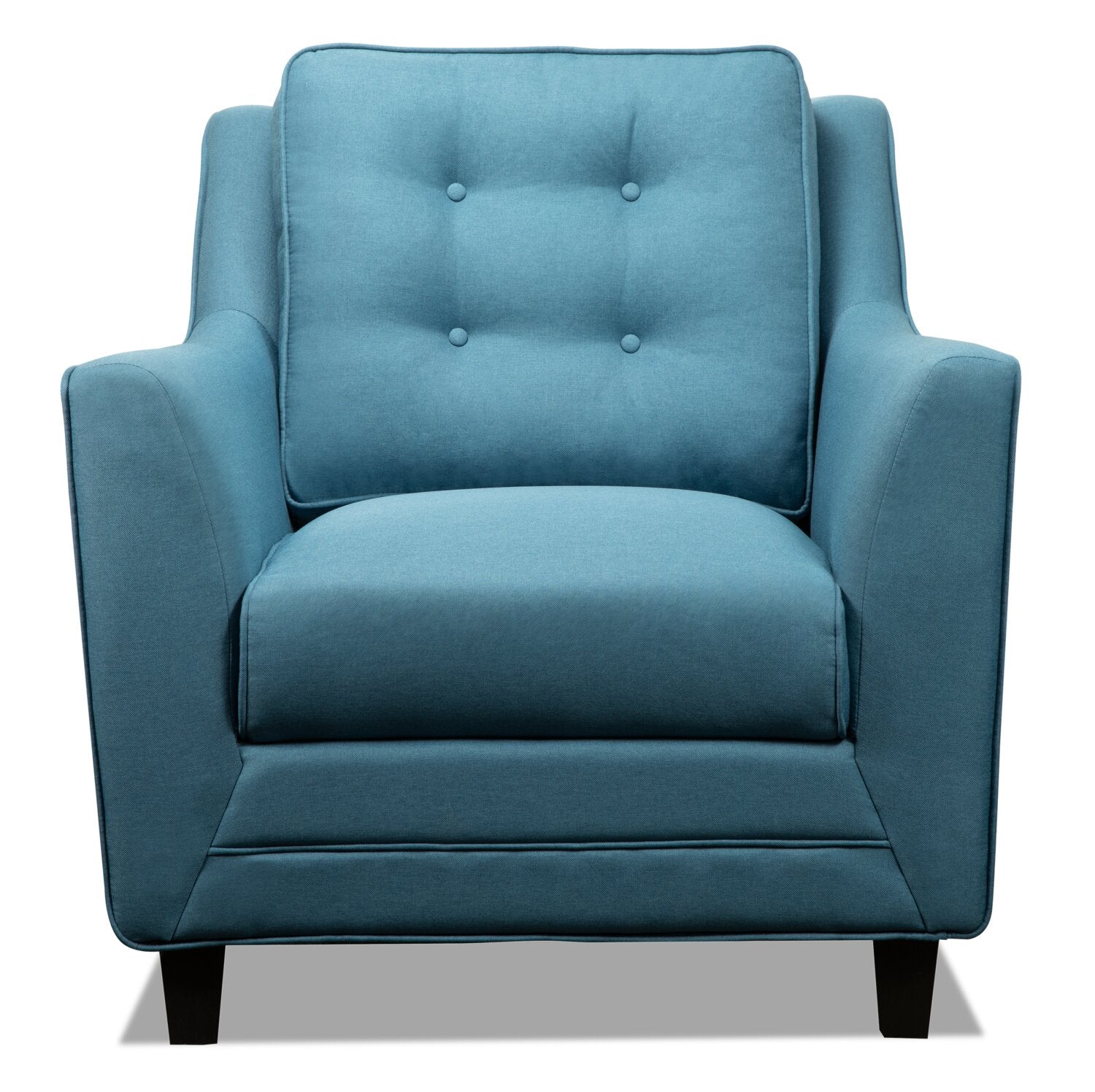 Novalee 35" Linen-Look Fabric Chair with Flared Arms and Button Tufting - Blue | Fauteuil Novalee de 35 po en tissu d’apparence lin avec accoudoirs évasés et capitonnage à boutons - bleu