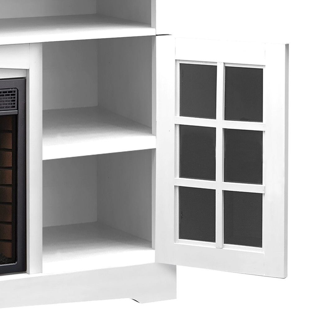Huntley 59" Electric Fireplace TV Stand with Storage and Cable Management for TVs up to 65"- White|Meuble pour téléviseur Huntley de 59 po avec foyer électrique, rangement et système de gestion des câbles pour téléviseurs jusqu’à 65 po - blanc