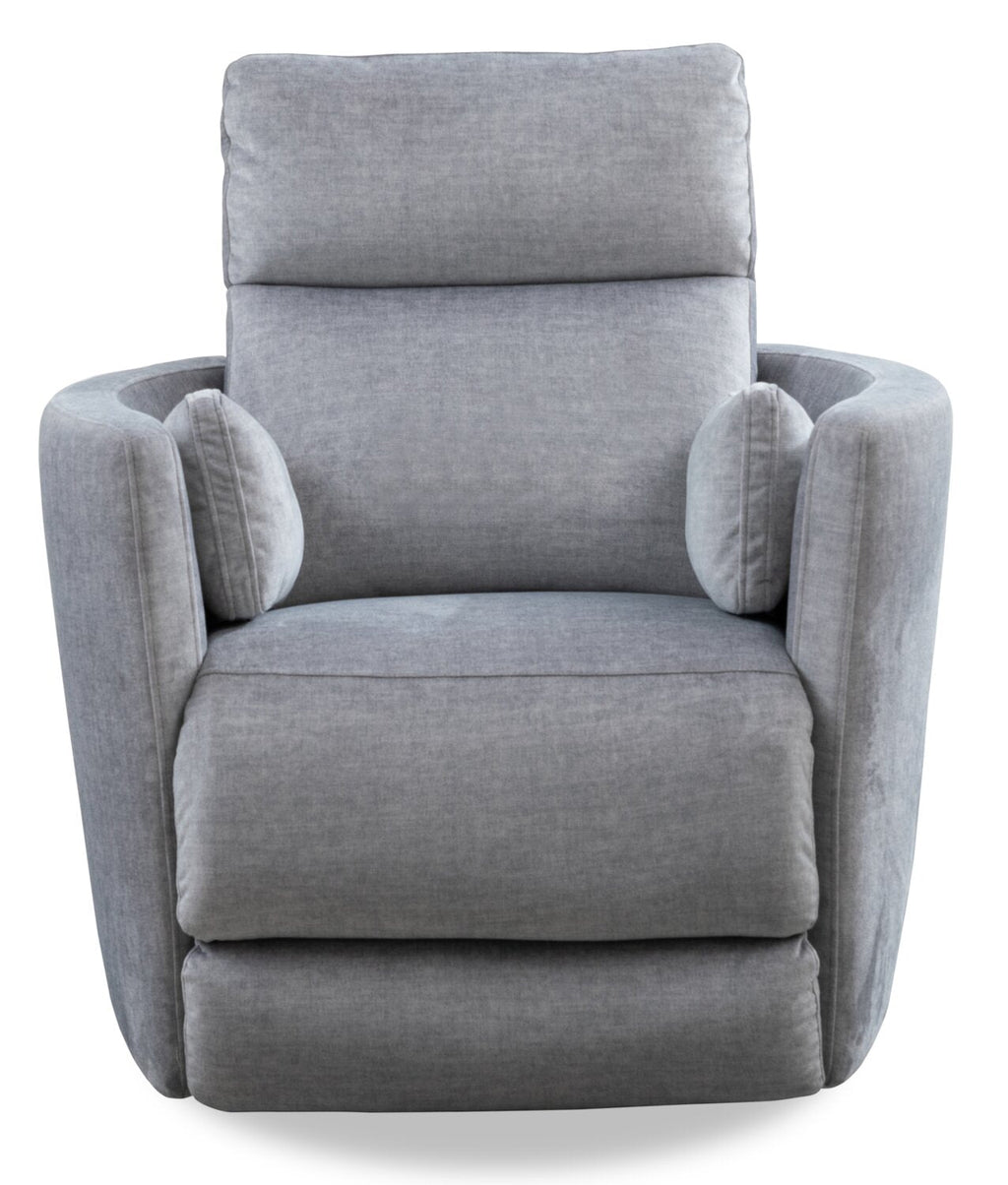 Ember 36" Fabric Swivel Power Reclining Chair - Silver Cotton | Fauteuil pivotant à inclinaison électrique Ember de 36 po en tissu - coton argenté
