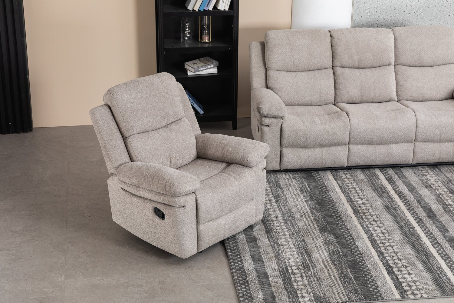 Bennett 37.01" Chenille Fabric Glider Reclining Chair - Lisco Dove Grey | Fauteuil coulissant inclinable Bennett de 37,01 po en tissu de chenille - gris tourterelle lisco