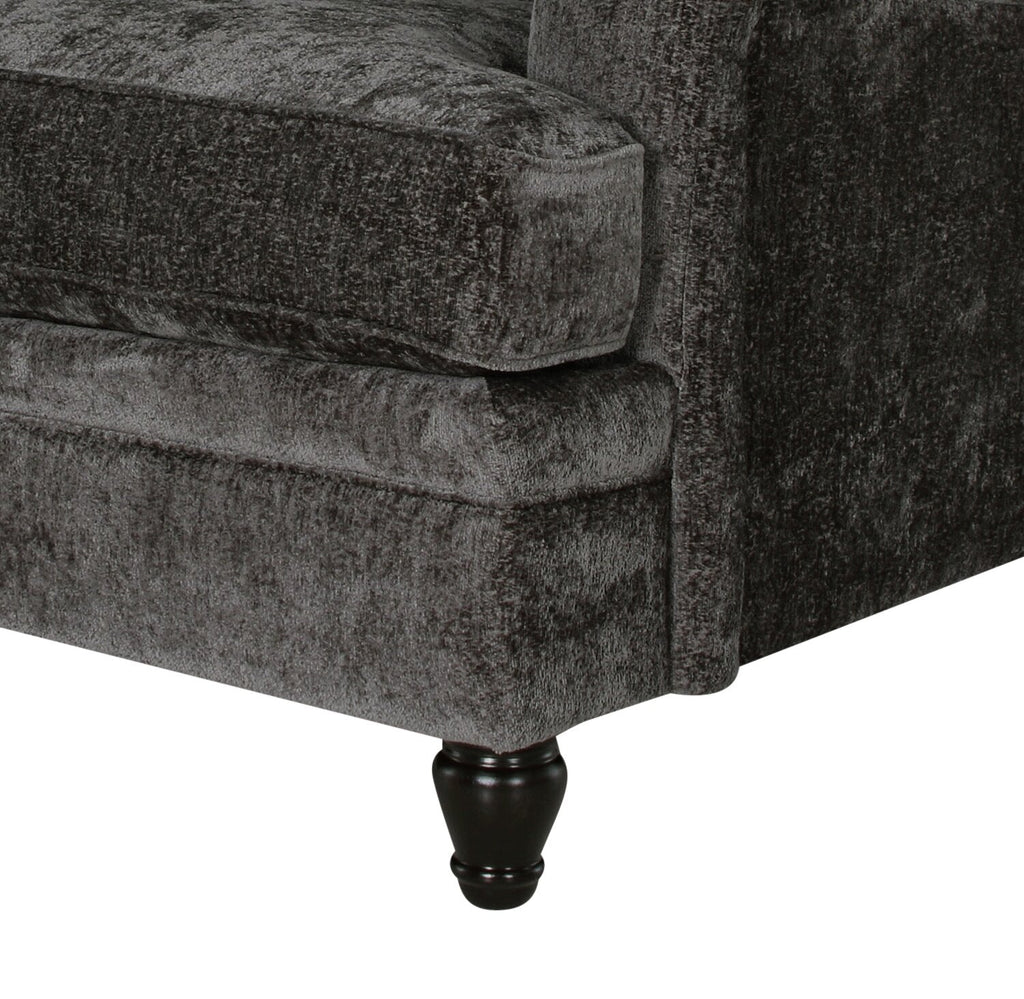 Made in Canada Bellmont 38" Chenille Fabric Chair with Wood Legs - Charcoal Grey | Fauteuil Bellmont de 38 po fabriqué au Canada en tissu de chenille avec pattes en bois - gris anthracite