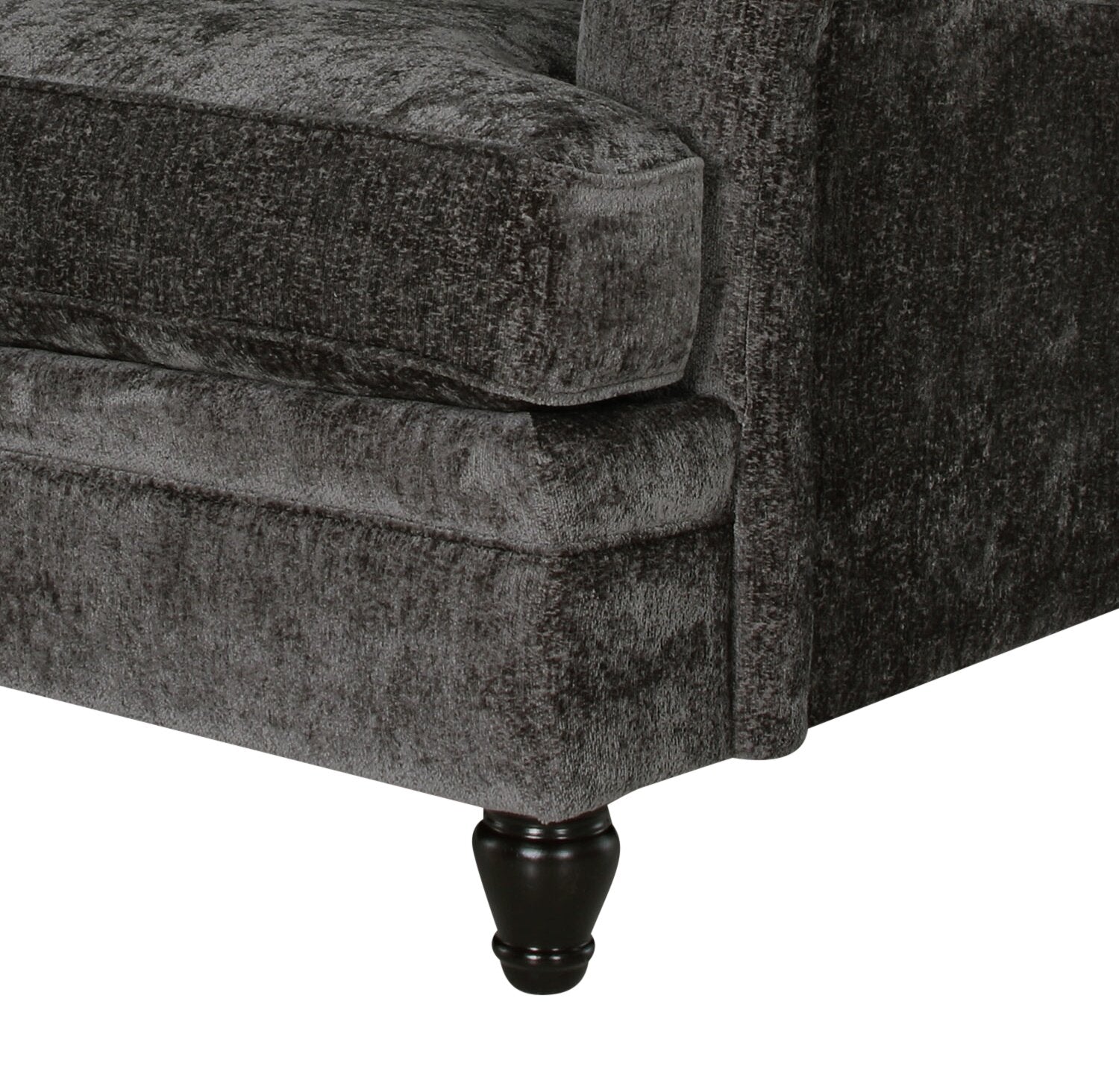 Made in Canada Bellmont 38" Chenille Fabric Chair with Wood Legs - Charcoal Grey | Fauteuil Bellmont de 38 po fabriqué au Canada en tissu de chenille avec pattes en bois - gris anthracite