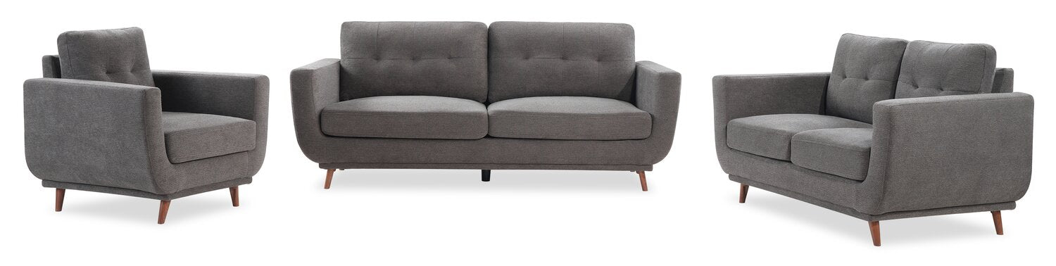 Cosmo 80" Fabric Sofa with Tufted Back Cushions - Charcoal | Sofa Cosmo de 80 po en tissu avec coussins de dossier capitonnés - anthracite