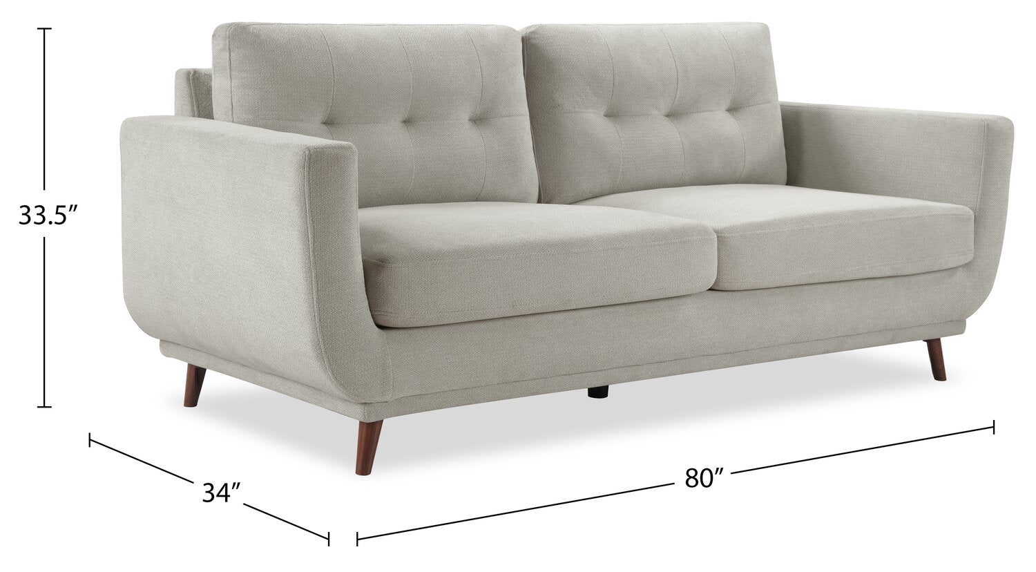 Cosmo 80" Fabric Sofa with Tufted Back Cushions - Grey | Sofa Cosmo de 80 po en tissu avec coussins de dossier capitonnés - gris