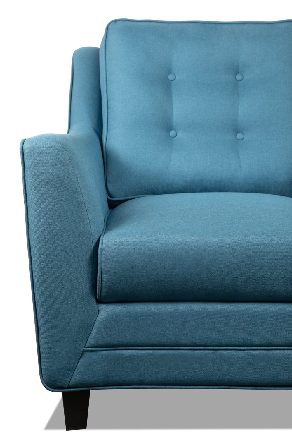 Novalee 35" Linen-Look Fabric Chair with Flared Arms and Button Tufting - Blue | Fauteuil Novalee de 35 po en tissu d’apparence lin avec accoudoirs évasés et capitonnage à boutons - bleu