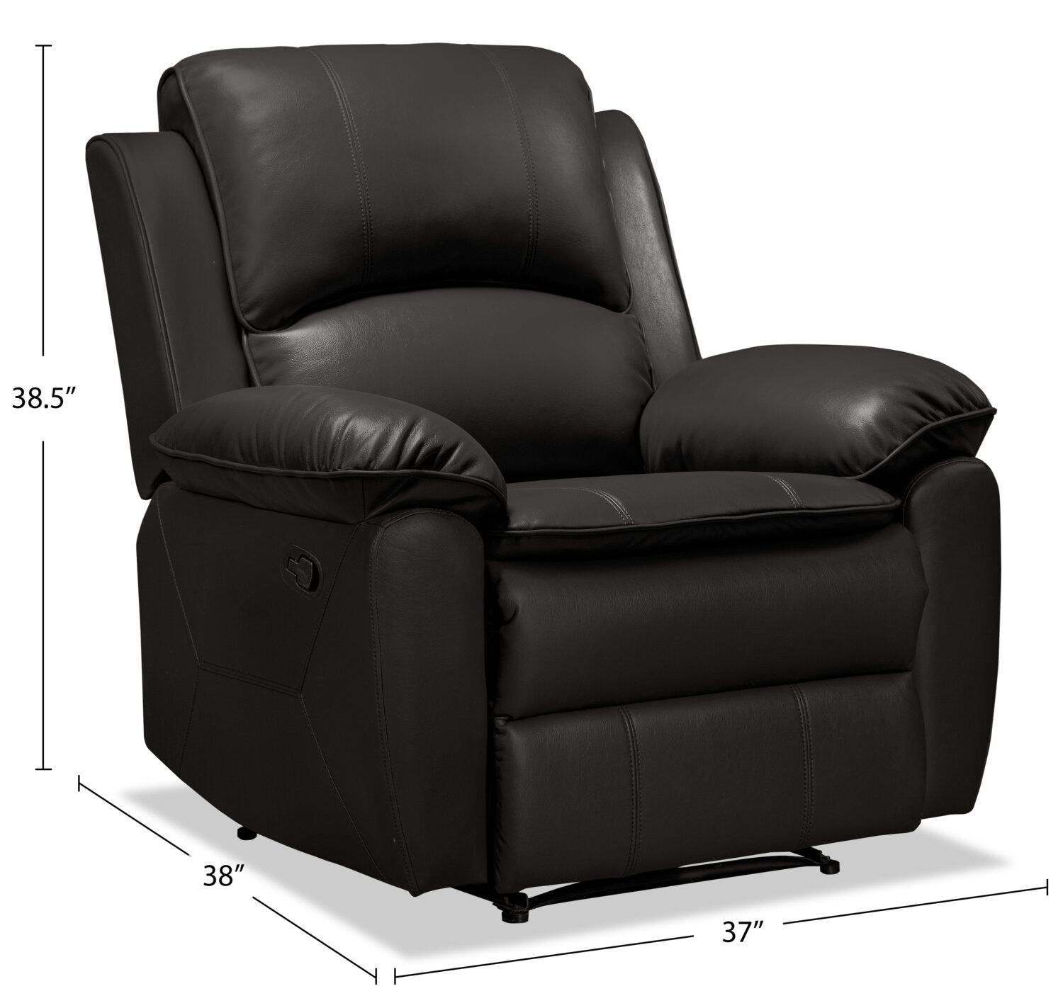 Chandler 37" Leather-Look Fabric Reclining Chair - Grey | Fauteuil inclinable Chandler de 37 po en tissu d’apparence cuir - gris