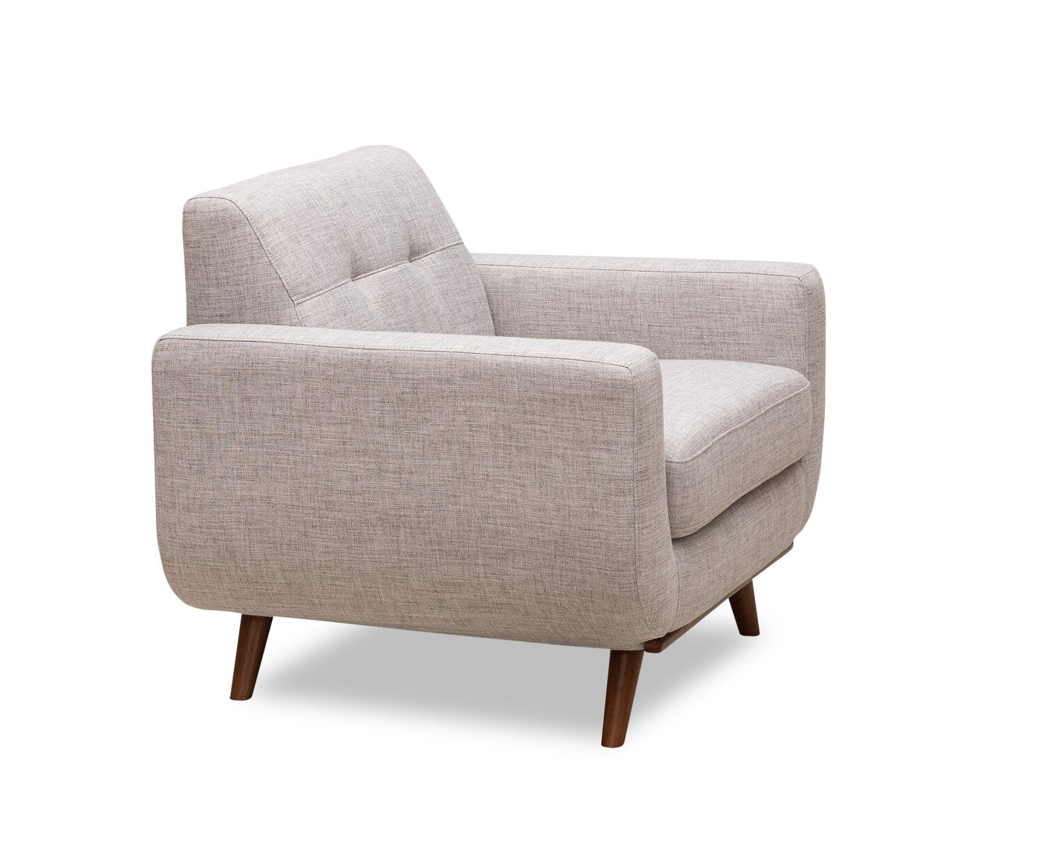 Kort & Co. Freeman 37" Linen-Look Fabric Chair with Wood Legs and Tufted Back Cushion - Dove White | Fauteuil Freeman Kort & Co. de 37 po en tissu d’apparence lin avec pattes en bois et coussin de dossier capitonné - blanc colombe