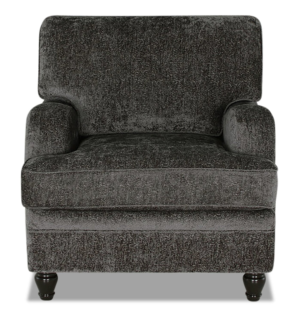 Made in Canada Bellmont 38" Chenille Fabric Chair with Wood Legs - Charcoal Grey | Fauteuil Bellmont de 38 po fabriqué au Canada en tissu de chenille avec pattes en bois - gris anthracite