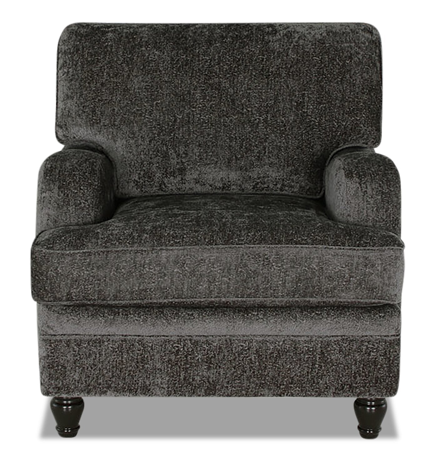 Made in Canada Bellmont 38" Chenille Fabric Chair with Wood Legs - Charcoal Grey | Fauteuil Bellmont de 38 po fabriqué au Canada en tissu de chenille avec pattes en bois - gris anthracite