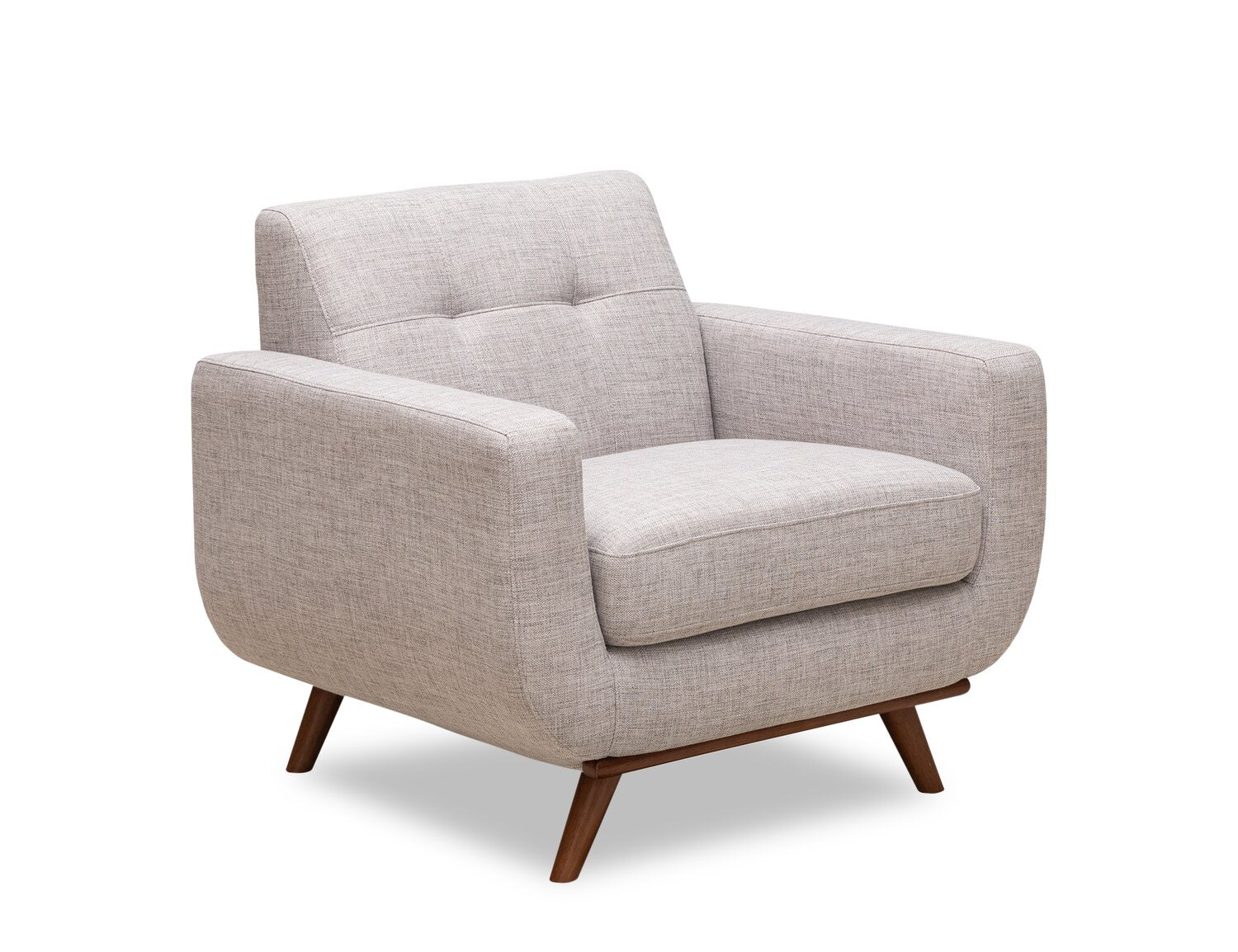 Kort & Co. Freeman 37" Linen-Look Fabric Chair with Wood Legs and Tufted Back Cushion - Dove White | Fauteuil Freeman Kort & Co. de 37 po en tissu d’apparence lin avec pattes en bois et coussin de dossier capitonné - blanc colombe
