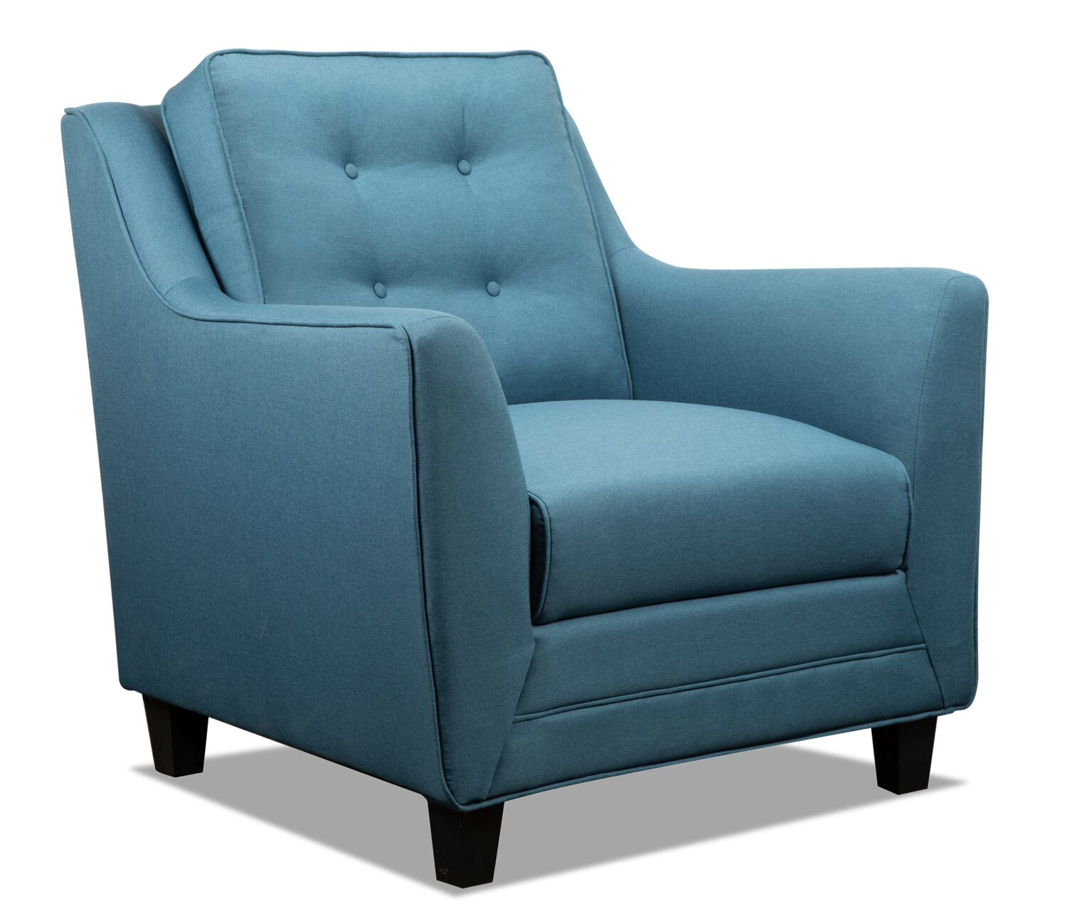 Novalee 35" Linen-Look Fabric Chair with Flared Arms and Button Tufting - Blue | Fauteuil Novalee de 35 po en tissu d’apparence lin avec accoudoirs évasés et capitonnage à boutons - bleu