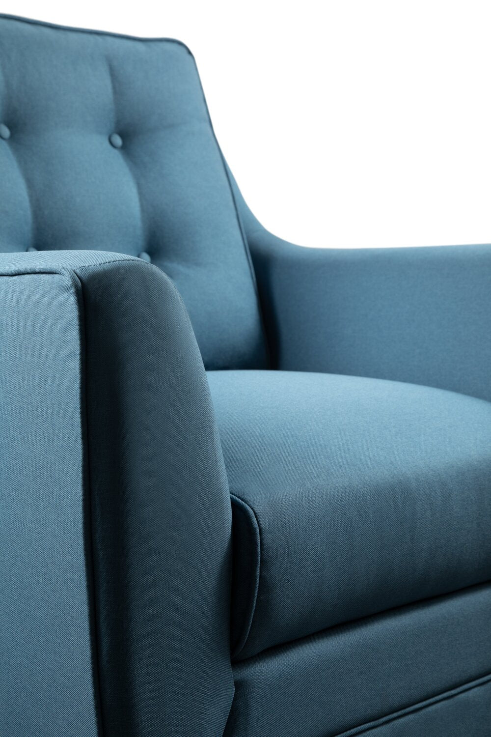 Novalee 35" Linen-Look Fabric Chair with Flared Arms and Button Tufting - Blue | Fauteuil Novalee de 35 po en tissu d’apparence lin avec accoudoirs évasés et capitonnage à boutons - bleu