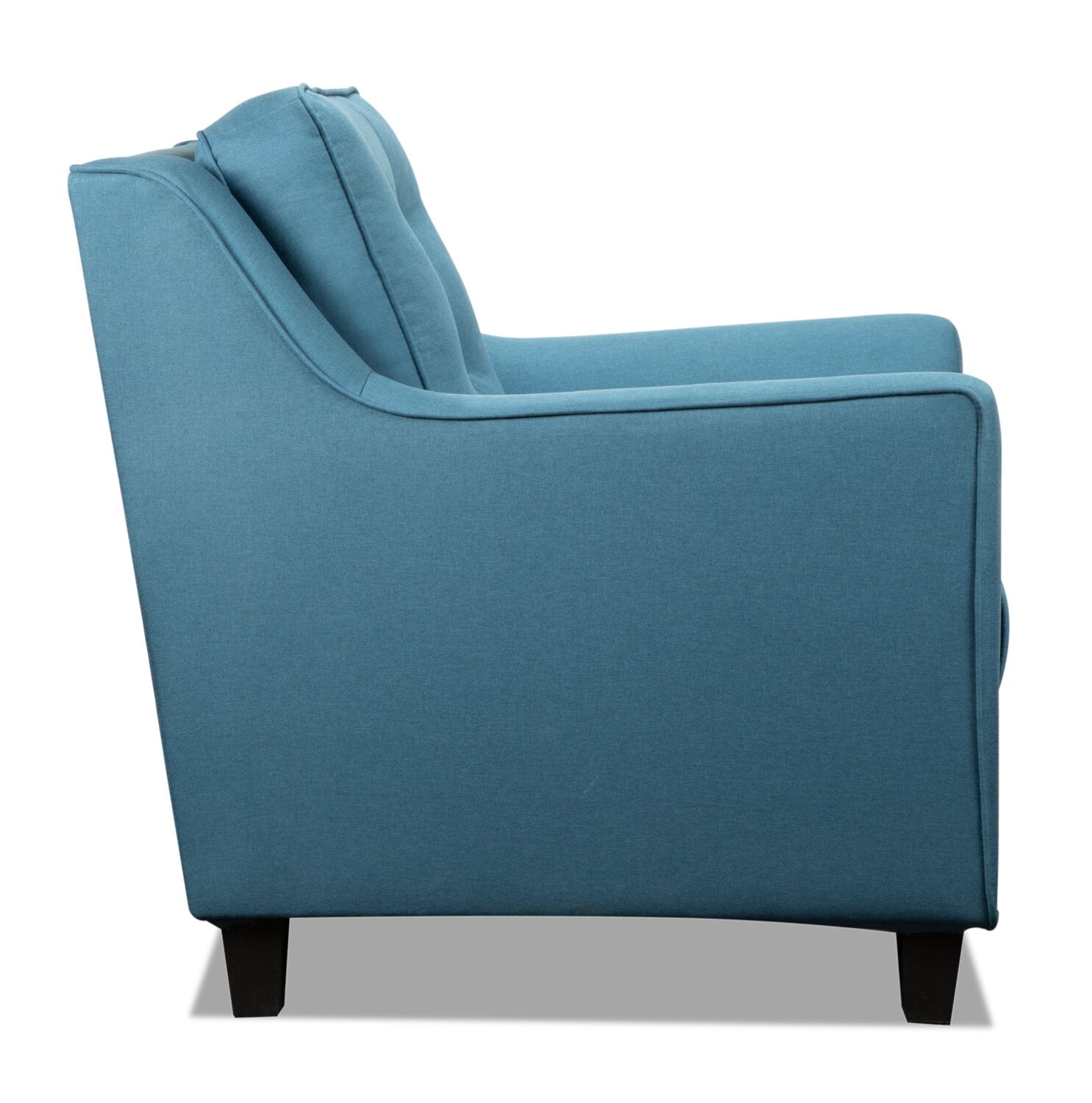 Novalee 35" Linen-Look Fabric Chair with Flared Arms and Button Tufting - Blue | Fauteuil Novalee de 35 po en tissu d’apparence lin avec accoudoirs évasés et capitonnage à boutons - bleu