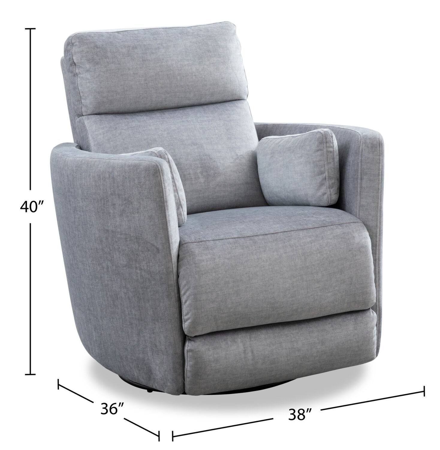 Ember 36" Fabric Swivel Power Reclining Chair - Silver Cotton | Fauteuil pivotant à inclinaison électrique Ember de 36 po en tissu - coton argenté