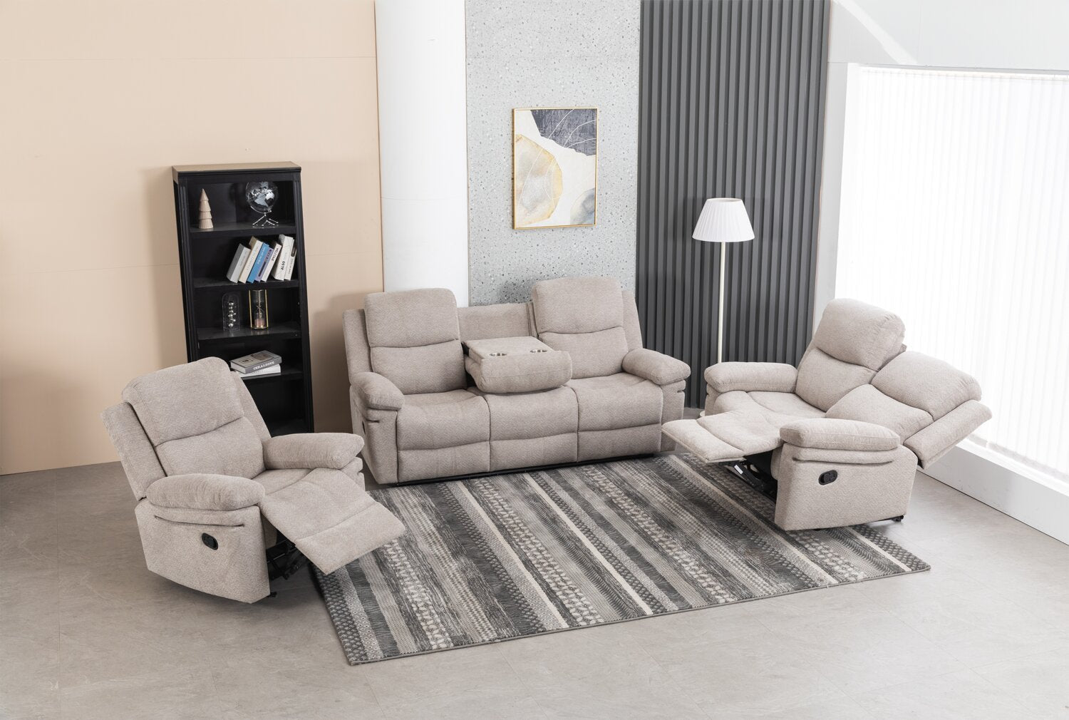 Bennett 37.01" Chenille Fabric Glider Reclining Chair - Lisco Dove Grey | Fauteuil coulissant inclinable Bennett de 37,01 po en tissu de chenille - gris tourterelle lisco