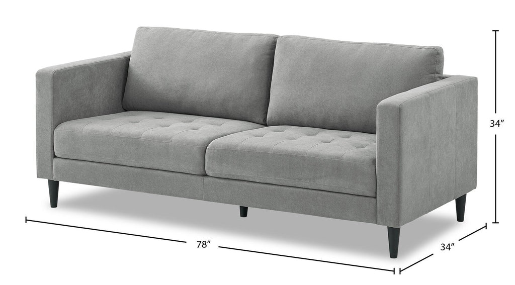 Metro 78" Fabric Sofa with Tufted Seat Cushions and Reversible Back Cushions - Grey | Sofa Metro de 78 po en tissu avec coussins de siège capitonnés et coussins de dossier réversibles - gris