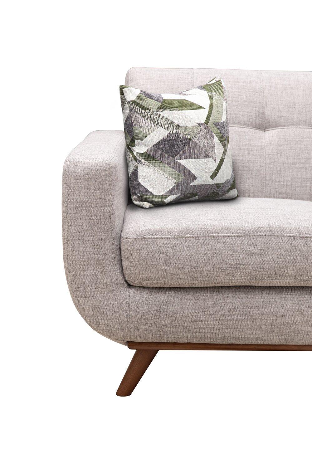 Kort & Co. Freeman 37" Linen-Look Fabric Chair with Wood Legs and Tufted Back Cushion - Dove White | Fauteuil Freeman Kort & Co. de 37 po en tissu d’apparence lin avec pattes en bois et coussin de dossier capitonné - blanc colombe