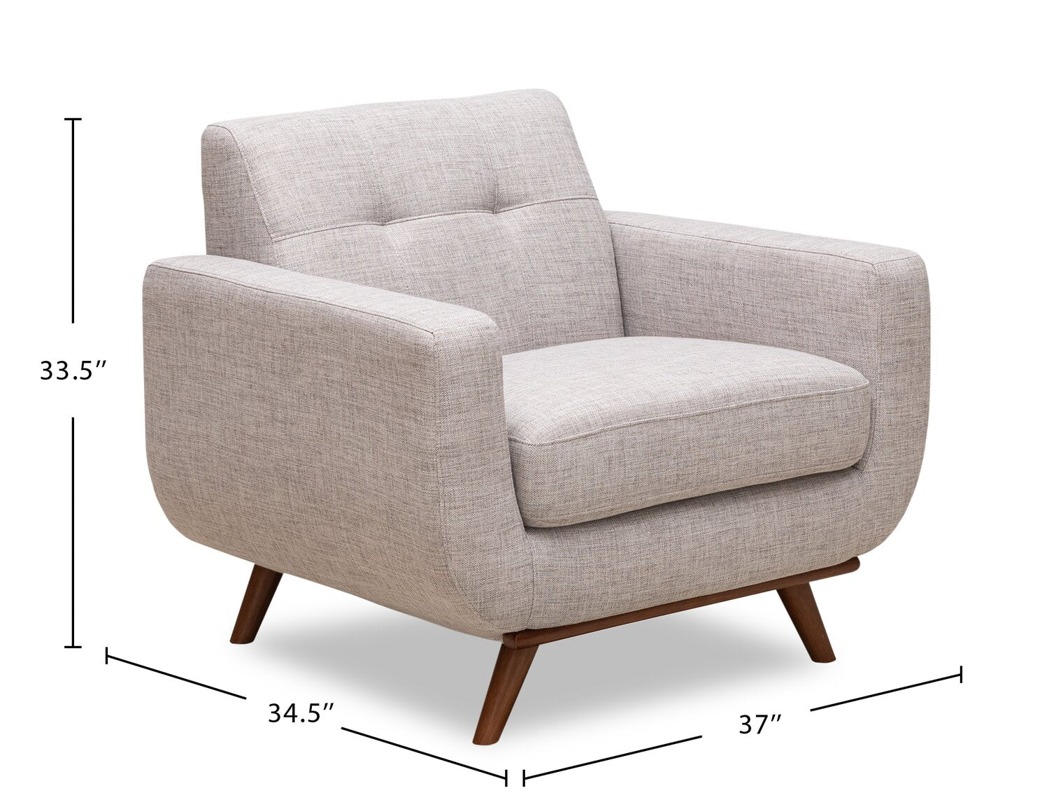 Kort & Co. Freeman 37" Linen-Look Fabric Chair with Wood Legs and Tufted Back Cushion - Dove White | Fauteuil Freeman Kort & Co. de 37 po en tissu d’apparence lin avec pattes en bois et coussin de dossier capitonné - blanc colombe