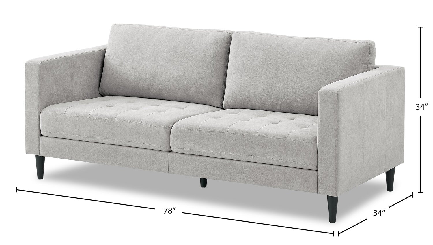 Metro 78" Fabric Sofa with Tufted Seat Cushions and Reversible Back Cushions - Neutral | Sofa Metro de 78 po en tissu avec coussins de siège capitonnés et coussins de dossier réversibles - neutre