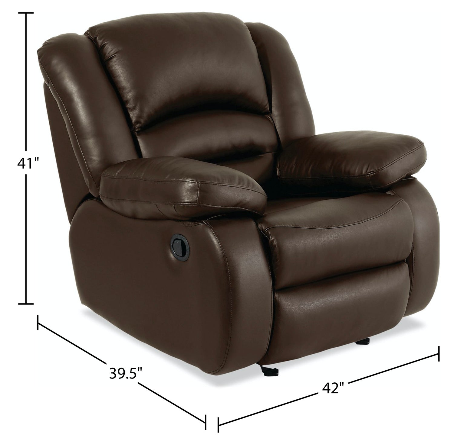 Toreno 42" Genuine Leather Rocker Reclining Chair - Brown | Fauteuil berçant inclinable Toreno de 42 po en cuir véritable - brun