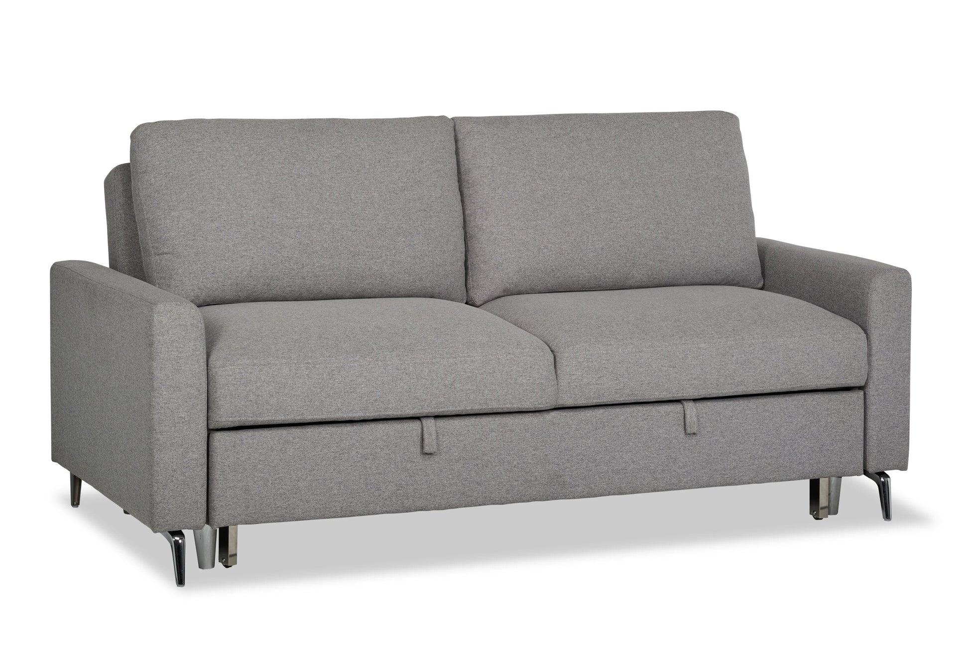 Wilson 77.5" Linen-Look Fabric Sleeper Sofa with Drop-Down Back Cushions and Metal Legs - Solis Grey  | Sofa-lit Wilson de 77,5 po en tissu d’apparence lin avec coussins de dossier rabattables et pattes en métal - gris Solis