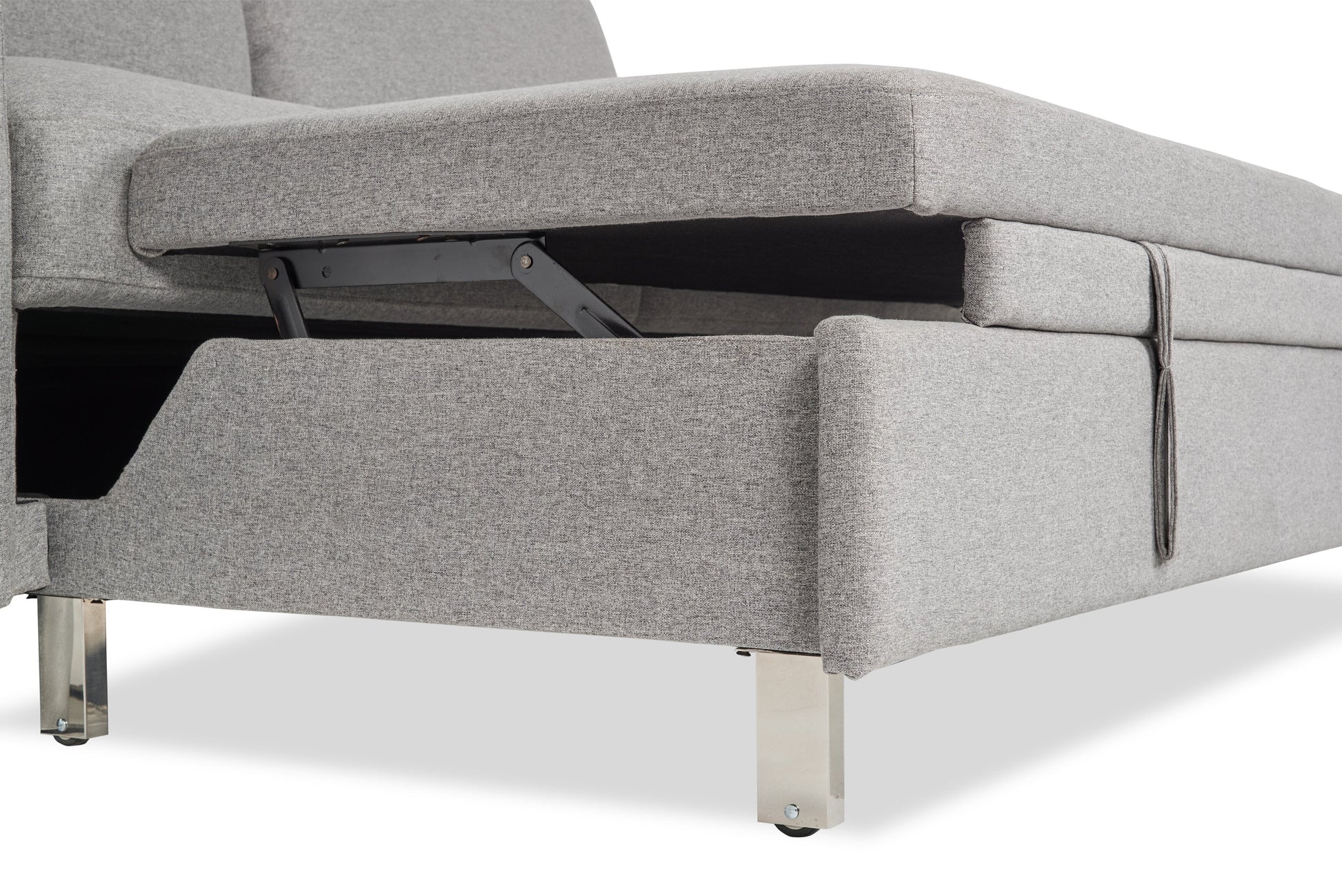 Wilson 77.5" Linen-Look Fabric Sleeper Sofa with Drop-Down Back Cushions and Metal Legs - Solis Grey  | Sofa-lit Wilson de 77,5 po en tissu d’apparence lin avec coussins de dossier rabattables et pattes en métal - gris Solis