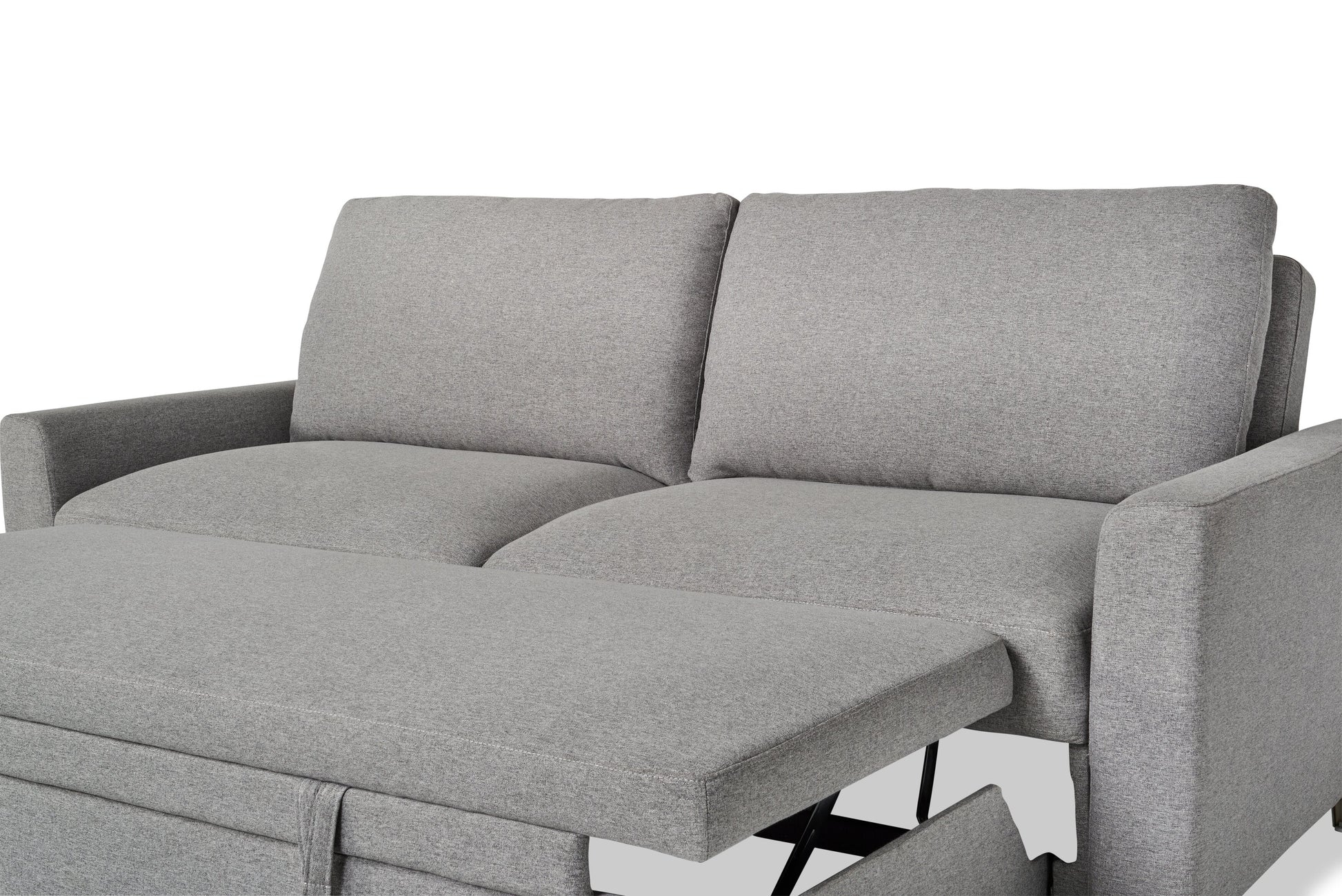 Wilson 77.5" Linen-Look Fabric Sleeper Sofa with Drop-Down Back Cushions and Metal Legs - Solis Grey  | Sofa-lit Wilson de 77,5 po en tissu d’apparence lin avec coussins de dossier rabattables et pattes en métal - gris Solis