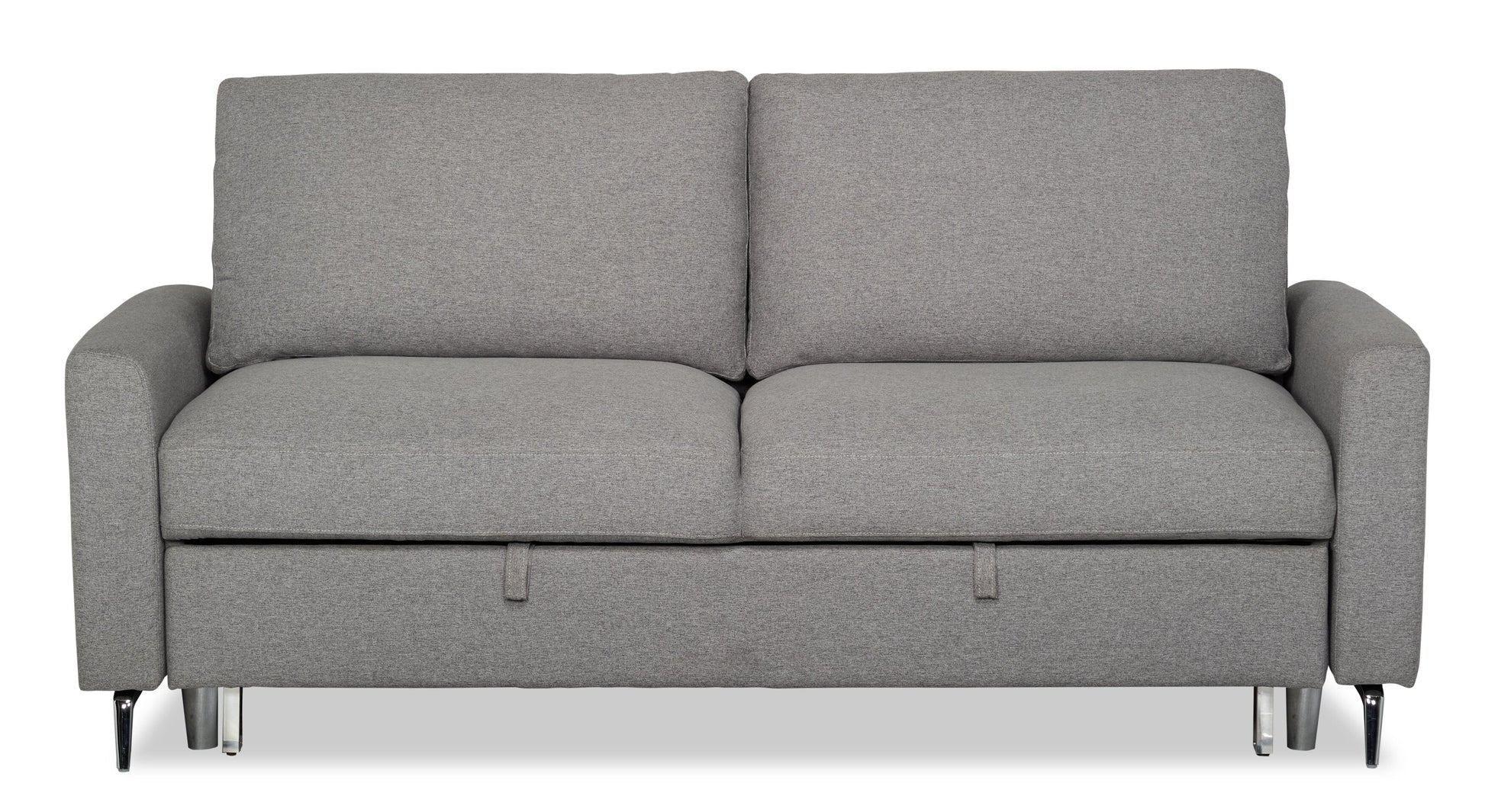 Wilson 77.5" Linen-Look Fabric Sleeper Sofa with Drop-Down Back Cushions and Metal Legs - Solis Grey  | Sofa-lit Wilson de 77,5 po en tissu d’apparence lin avec coussins de dossier rabattables et pattes en métal - gris Solis