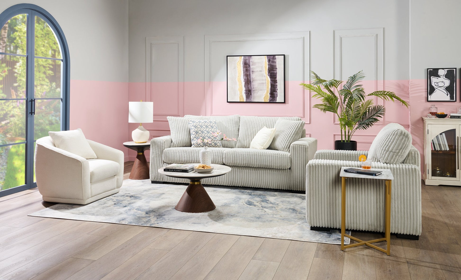 Willow 87" Light Grey Fabric Sofa with Track Arms and Reversible Seat and Back Cushions | Sofa Willow de 87 po en tissu gris clair avec accoudoirs rectilignes et coussins de siège et de dossier réversibles | WILLGYSF