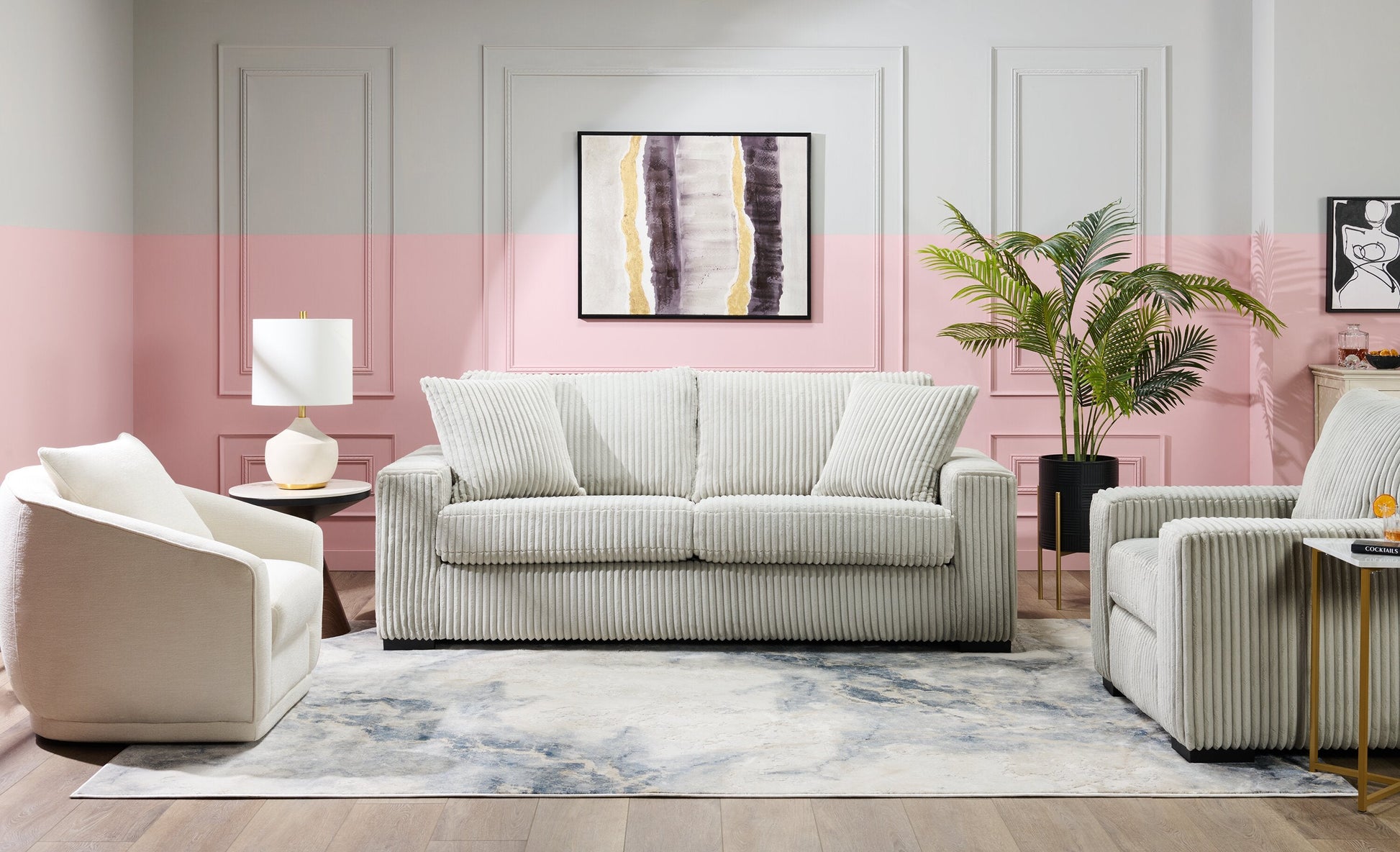 Willow 87" Light Grey Fabric Sofa with Track Arms and Reversible Seat and Back Cushions | Sofa Willow de 87 po en tissu gris clair avec accoudoirs rectilignes et coussins de siège et de dossier réversibles | WILLGYSF
