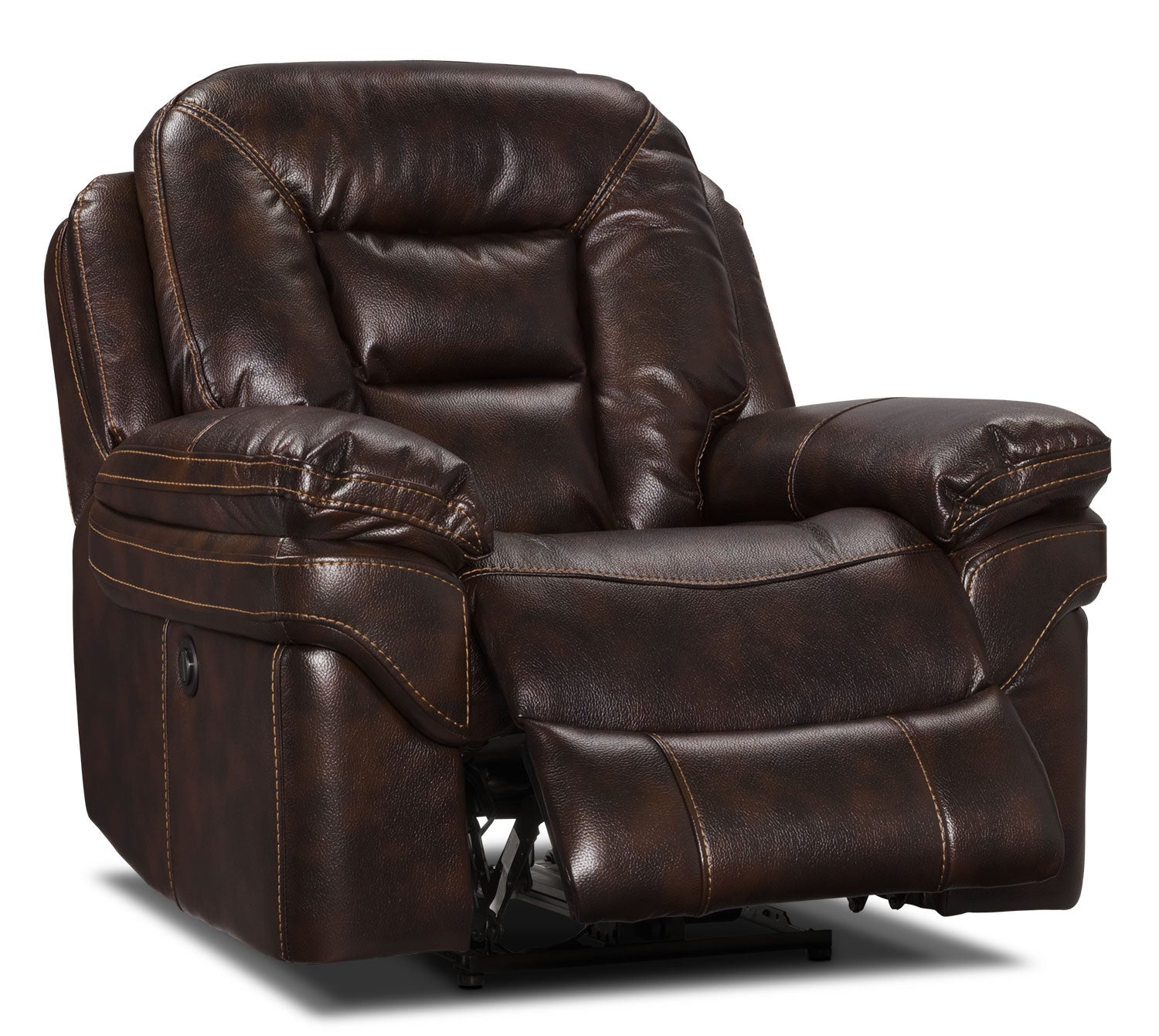 Leo 41" Leather-Look Fabric Power Reclining Chair - Walnut Brown | Fauteuil à inclinaison électrique Leo de 41 po en tissu d’apparence cuir - brun noyer